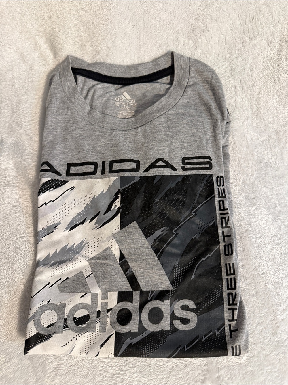 adidas Gray Black Graphic Short Sleeve Tee